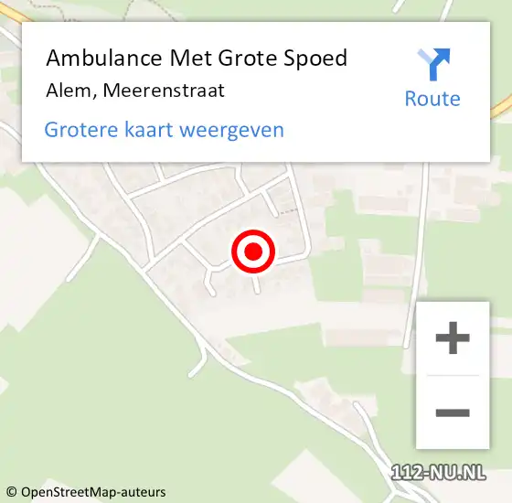Locatie op kaart van de 112 melding: Ambulance Met Grote Spoed Naar Alem, Meerenstraat op 17 mei 2022 12:45