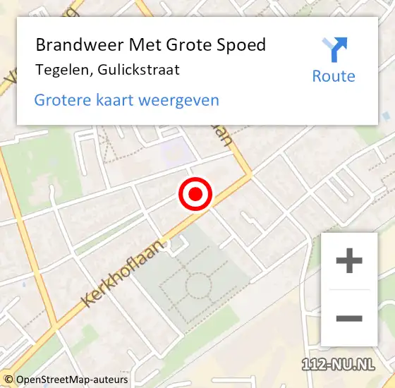 Locatie op kaart van de 112 melding: Brandweer Met Grote Spoed Naar Tegelen, Gulickstraat op 17 mei 2022 13:08