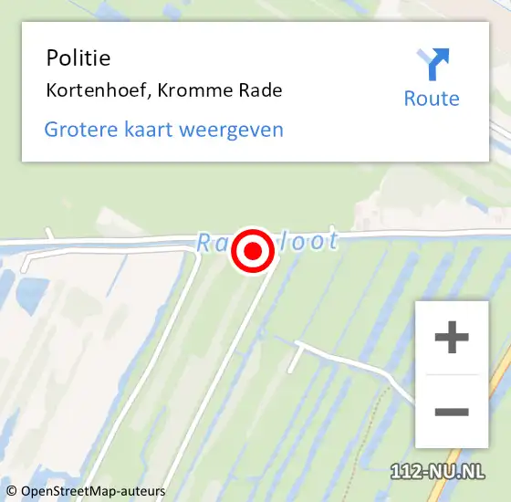 Locatie op kaart van de 112 melding: Politie Kortenhoef, Kromme Rade op 17 mei 2022 13:12