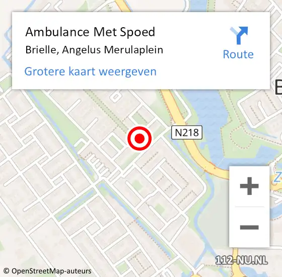 Locatie op kaart van de 112 melding: Ambulance Met Spoed Naar Brielle, Angelus Merulaplein op 17 mei 2022 13:15