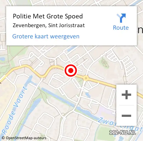 Locatie op kaart van de 112 melding: Politie Met Grote Spoed Naar Zevenbergen, Sint Jorisstraat op 17 mei 2022 13:32