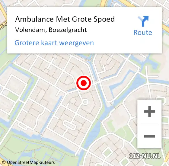 Locatie op kaart van de 112 melding: Ambulance Met Grote Spoed Naar Volendam, Boezelgracht op 17 mei 2022 13:34