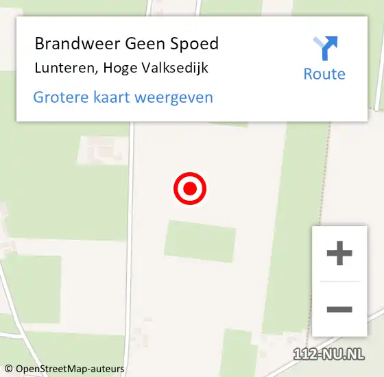 Locatie op kaart van de 112 melding: Brandweer Geen Spoed Naar Lunteren, Hoge Valksedijk op 17 mei 2022 13:35