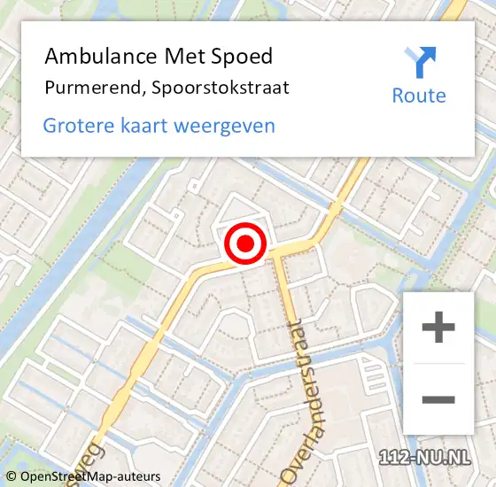Locatie op kaart van de 112 melding: Ambulance Met Spoed Naar Purmerend, Spoorstokstraat op 17 mei 2022 13:44