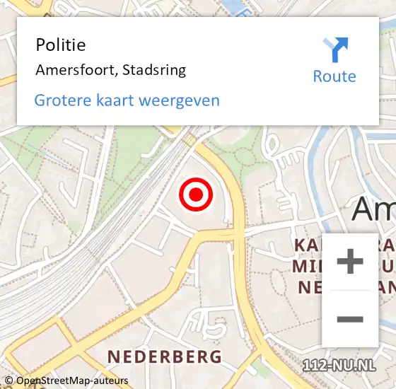 Locatie op kaart van de 112 melding: Politie Amersfoort, Stadsring op 17 mei 2022 13:45