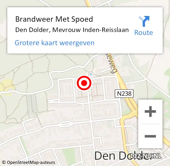 Locatie op kaart van de 112 melding: Brandweer Met Spoed Naar Den Dolder, Mevrouw Inden-Reisslaan op 17 mei 2022 14:03