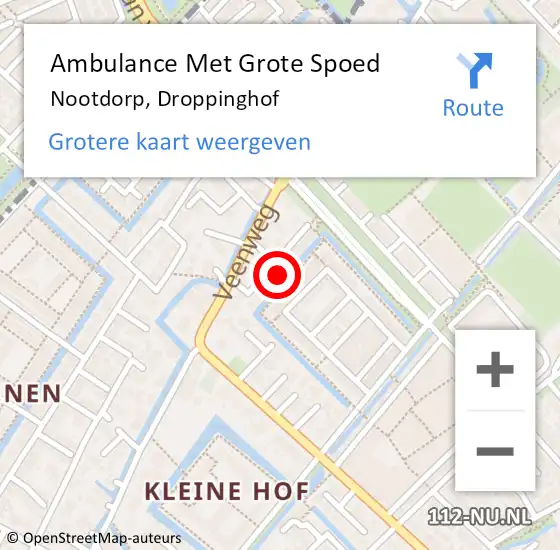 Locatie op kaart van de 112 melding: Ambulance Met Grote Spoed Naar Nootdorp, Droppinghof op 17 mei 2022 14:04