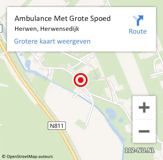 Locatie op kaart van de 112 melding: Ambulance Met Grote Spoed Naar Herwen, Herwensedijk op 17 mei 2022 14:12