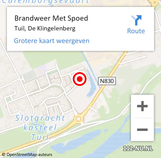 Locatie op kaart van de 112 melding: Brandweer Met Spoed Naar Tuil, De Klingelenberg op 17 mei 2022 14:21