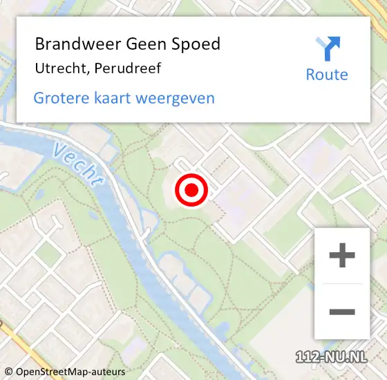 Locatie op kaart van de 112 melding: Brandweer Geen Spoed Naar Utrecht, Perudreef op 17 mei 2022 14:34