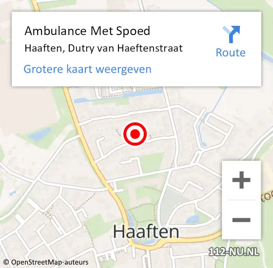 Locatie op kaart van de 112 melding: Ambulance Met Spoed Naar Haaften, Dutry van Haeftenstraat op 17 mei 2022 15:04