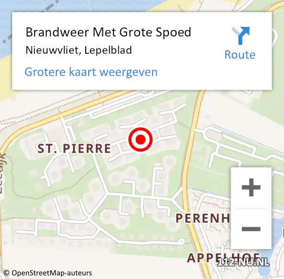 Locatie op kaart van de 112 melding: Brandweer Met Grote Spoed Naar Nieuwvliet, Lepelblad op 17 mei 2022 15:07