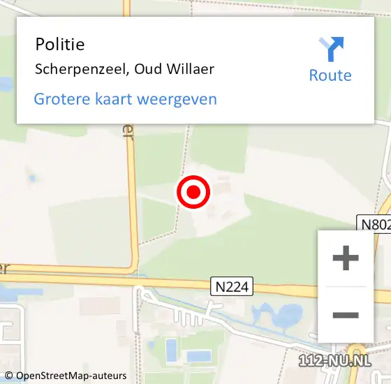 Locatie op kaart van de 112 melding: Politie Scherpenzeel, Oud Willaer op 17 mei 2022 15:14