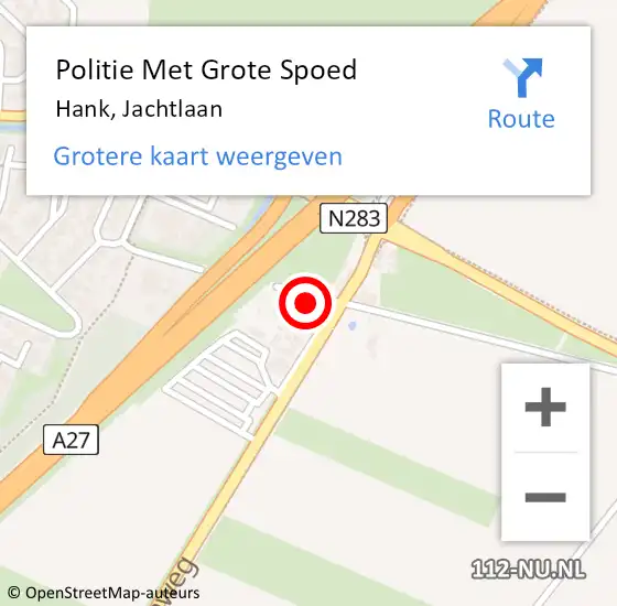 Locatie op kaart van de 112 melding: Politie Met Grote Spoed Naar Hank, Jachtlaan op 17 mei 2022 15:15