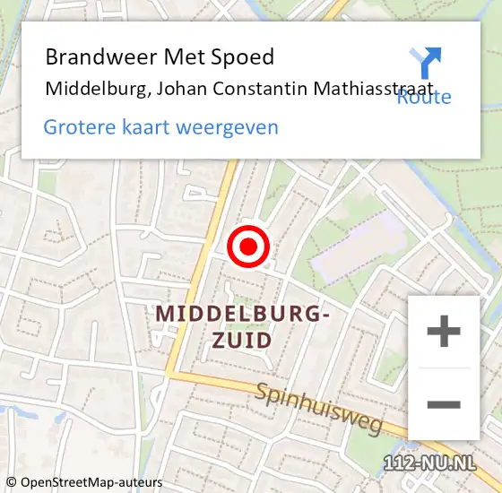 Locatie op kaart van de 112 melding: Brandweer Met Spoed Naar Middelburg, Johan Constantin Mathiasstraat op 17 mei 2022 15:25