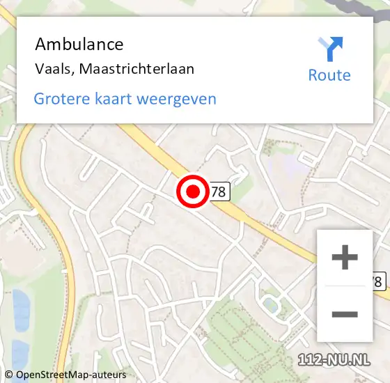 Locatie op kaart van de 112 melding: Ambulance Vaals, Maastrichterlaan op 17 juli 2014 15:38