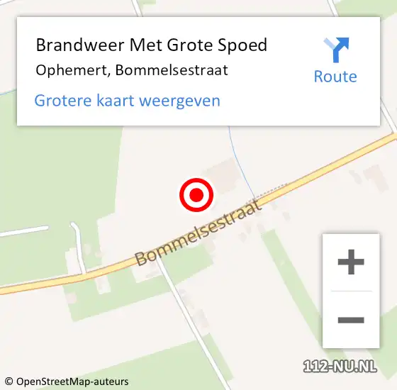 Locatie op kaart van de 112 melding: Brandweer Met Grote Spoed Naar Ophemert, Bommelsestraat op 17 mei 2022 16:10