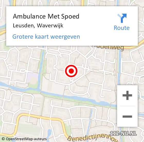 Locatie op kaart van de 112 melding: Ambulance Met Spoed Naar Leusden, Waverwijk op 17 juli 2014 15:41