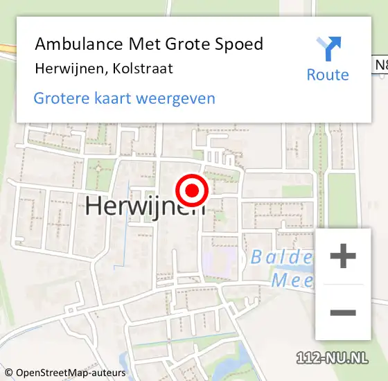 Locatie op kaart van de 112 melding: Ambulance Met Grote Spoed Naar Herwijnen, Kolstraat op 17 mei 2022 16:22