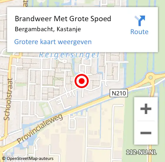 Locatie op kaart van de 112 melding: Brandweer Met Grote Spoed Naar Bergambacht, Kastanje op 17 mei 2022 16:26