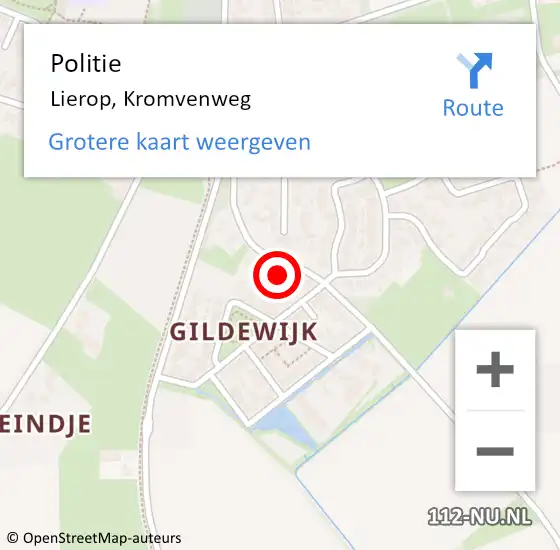 Locatie op kaart van de 112 melding: Politie Lierop, Kromvenweg op 17 mei 2022 16:30