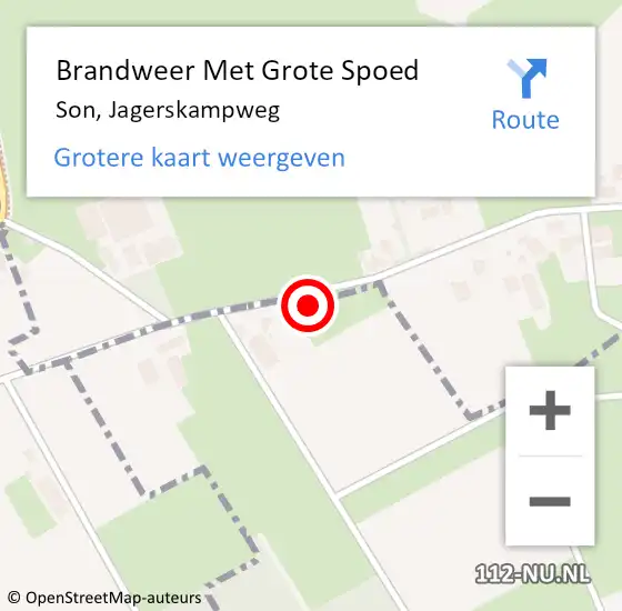 Locatie op kaart van de 112 melding: Brandweer Met Grote Spoed Naar Son, Jagerskampweg op 17 mei 2022 17:16