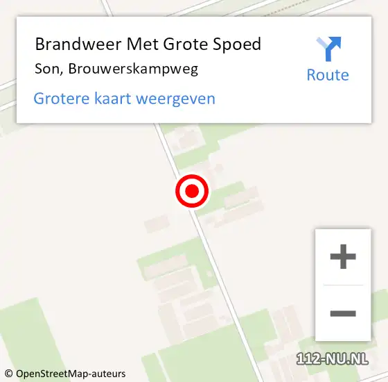 Locatie op kaart van de 112 melding: Brandweer Met Grote Spoed Naar Son, Brouwerskampweg op 17 mei 2022 17:19