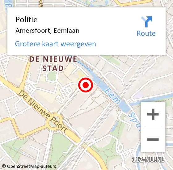 Locatie op kaart van de 112 melding: Politie Amersfoort, Eemlaan op 17 mei 2022 17:21