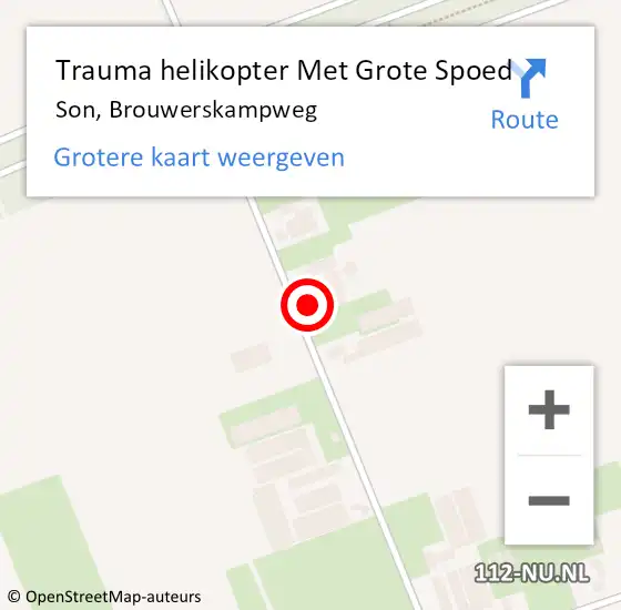 Locatie op kaart van de 112 melding: Trauma helikopter Met Grote Spoed Naar Son, Brouwerskampweg op 17 mei 2022 17:22