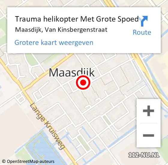 Locatie op kaart van de 112 melding: Trauma helikopter Met Grote Spoed Naar Maasdijk, Van Kinsbergenstraat op 17 mei 2022 17:26