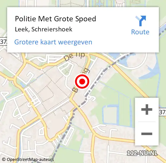 Locatie op kaart van de 112 melding: Politie Met Grote Spoed Naar Leek, Schreiershoek op 17 mei 2022 17:39