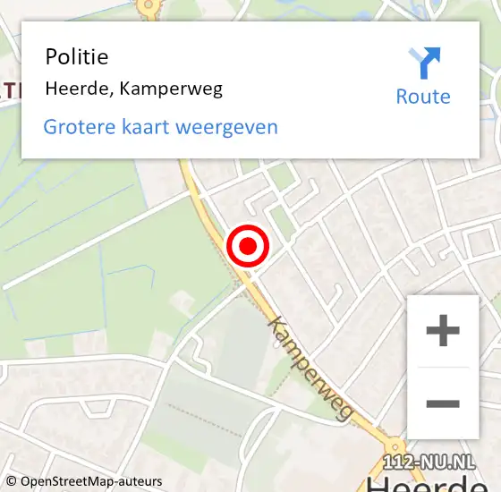 Locatie op kaart van de 112 melding: Politie Heerde, Kamperweg op 17 mei 2022 17:53