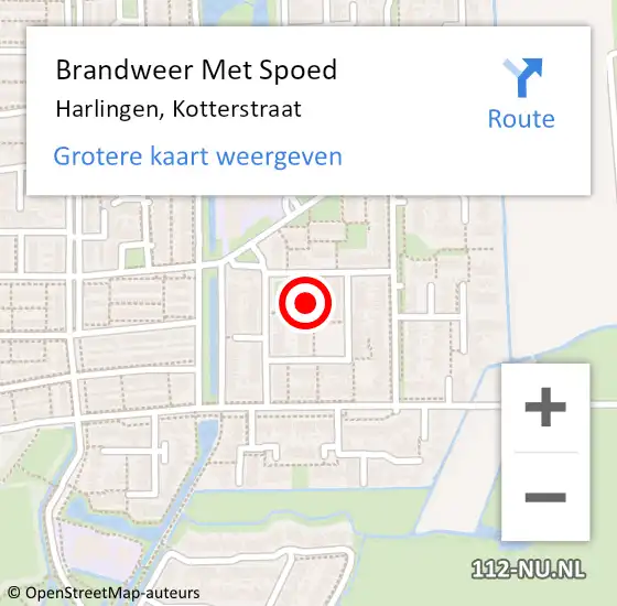 Locatie op kaart van de 112 melding: Brandweer Met Spoed Naar Harlingen, Kotterstraat op 17 mei 2022 18:01