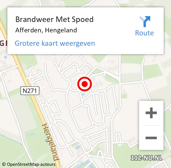 Locatie op kaart van de 112 melding: Brandweer Met Spoed Naar Afferden, Hengeland op 17 mei 2022 18:02