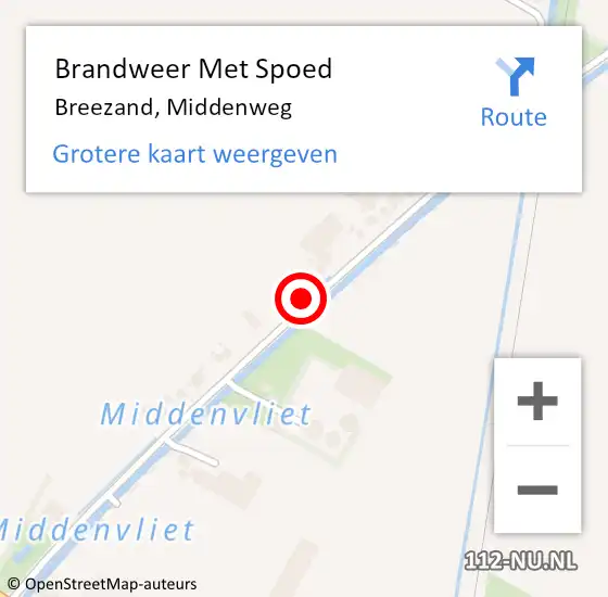 Locatie op kaart van de 112 melding: Brandweer Met Spoed Naar Breezand, Middenweg op 17 mei 2022 18:19