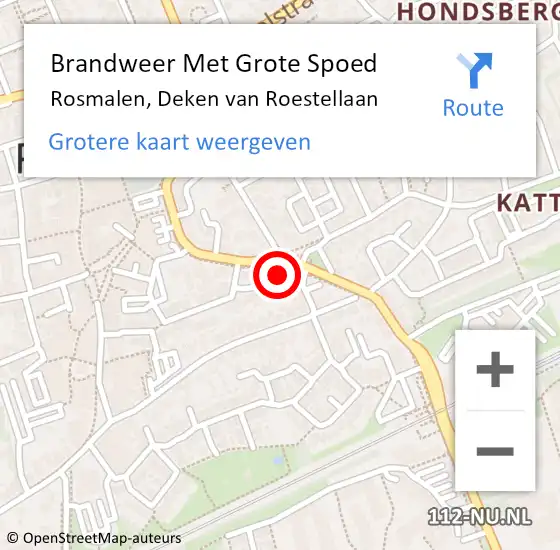 Locatie op kaart van de 112 melding: Brandweer Met Grote Spoed Naar Rosmalen, Deken van Roestellaan op 17 mei 2022 18:25