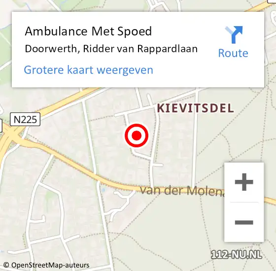 Locatie op kaart van de 112 melding: Ambulance Met Spoed Naar Doorwerth, Ridder van Rappardlaan op 17 mei 2022 18:26