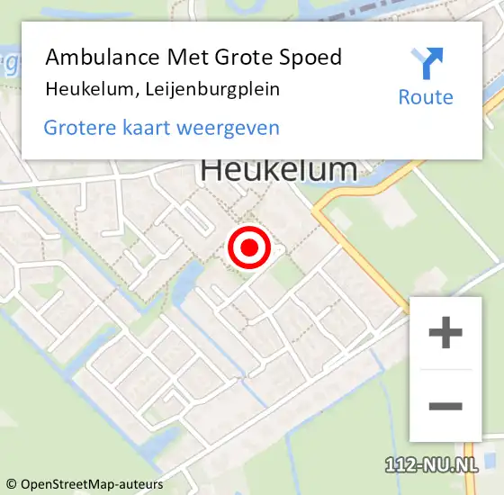 Locatie op kaart van de 112 melding: Ambulance Met Grote Spoed Naar Heukelum, Leijenburgplein op 17 mei 2022 18:32