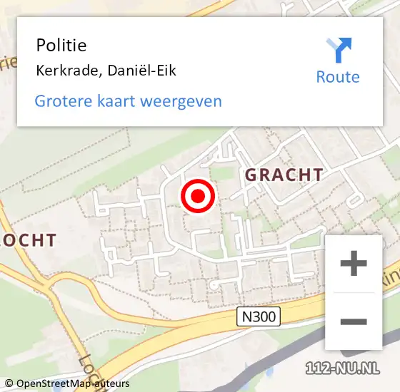 Locatie op kaart van de 112 melding: Politie Kerkrade, Daniël-Eik op 17 mei 2022 18:44