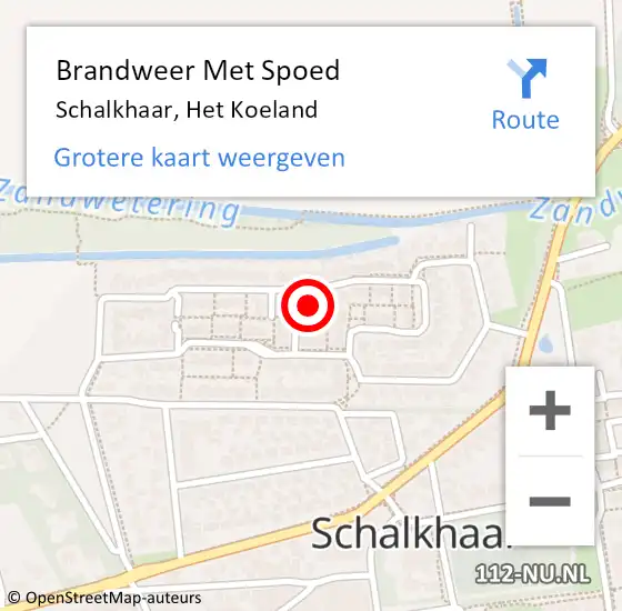 Locatie op kaart van de 112 melding: Brandweer Met Spoed Naar Schalkhaar, Het Koeland op 17 mei 2022 18:47