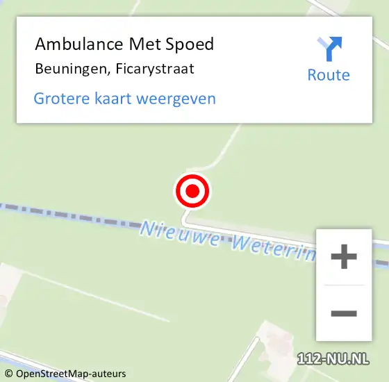 Locatie op kaart van de 112 melding: Ambulance Met Spoed Naar Beuningen, Ficarystraat op 17 mei 2022 18:52