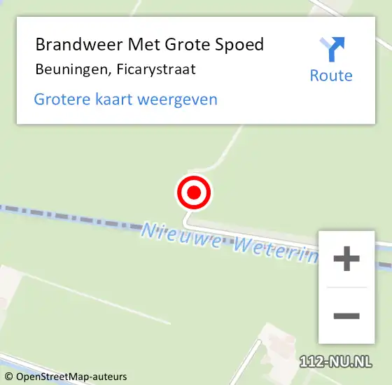 Locatie op kaart van de 112 melding: Brandweer Met Grote Spoed Naar Beuningen, Ficarystraat op 17 mei 2022 18:52