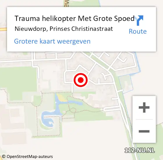 Locatie op kaart van de 112 melding: Trauma helikopter Met Grote Spoed Naar Nieuwdorp, Prinses Christinastraat op 17 mei 2022 18:53