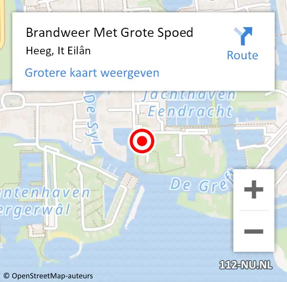 Locatie op kaart van de 112 melding: Brandweer Met Grote Spoed Naar Heeg, It Eilân op 17 mei 2022 18:54