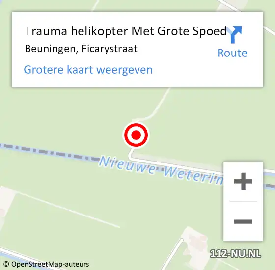 Locatie op kaart van de 112 melding: Trauma helikopter Met Grote Spoed Naar Beuningen, Ficarystraat op 17 mei 2022 19:03