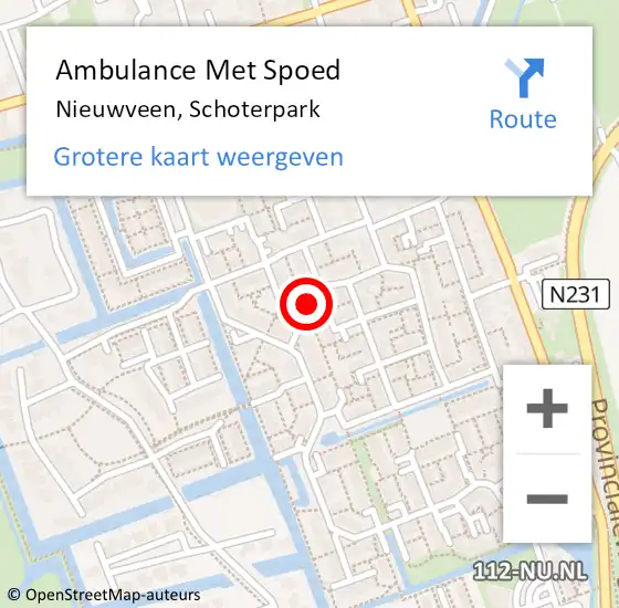 Locatie op kaart van de 112 melding: Ambulance Met Spoed Naar Nieuwveen, Schoterpark op 17 mei 2022 19:13