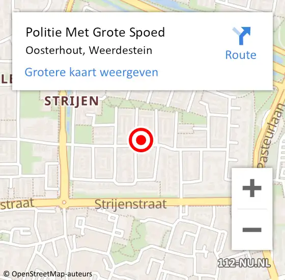 Locatie op kaart van de 112 melding: Politie Met Grote Spoed Naar Oosterhout, Weerdestein op 17 mei 2022 19:28