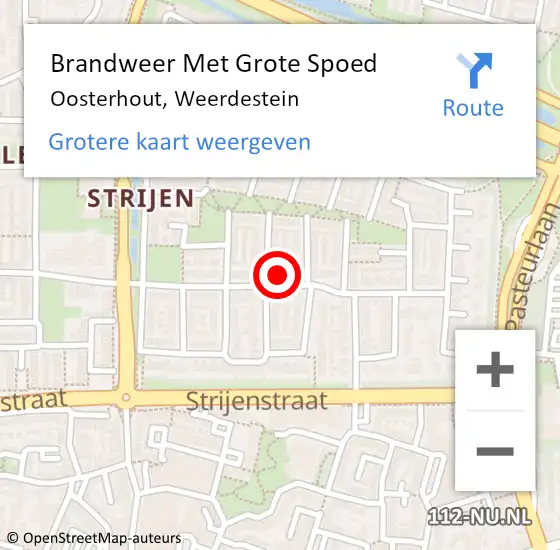 Locatie op kaart van de 112 melding: Brandweer Met Grote Spoed Naar Oosterhout, Weerdestein op 17 mei 2022 19:30