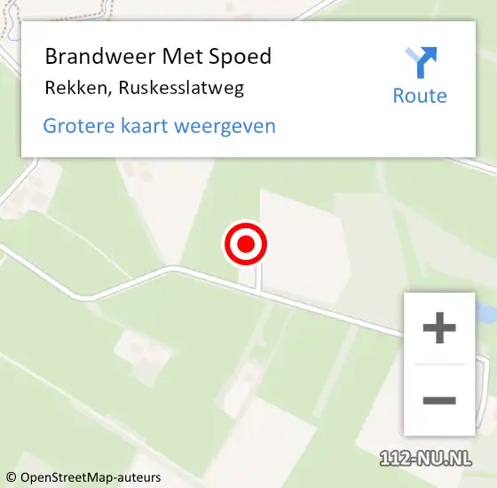 Locatie op kaart van de 112 melding: Brandweer Met Spoed Naar Rekken, Ruskesslatweg op 17 mei 2022 19:31