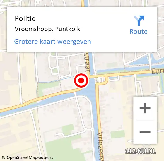 Locatie op kaart van de 112 melding: Politie Vroomshoop, Puntkolk op 17 mei 2022 19:34